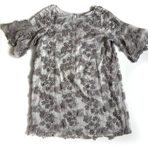 Sundance Taupe Embroidered Floral Shift Dress